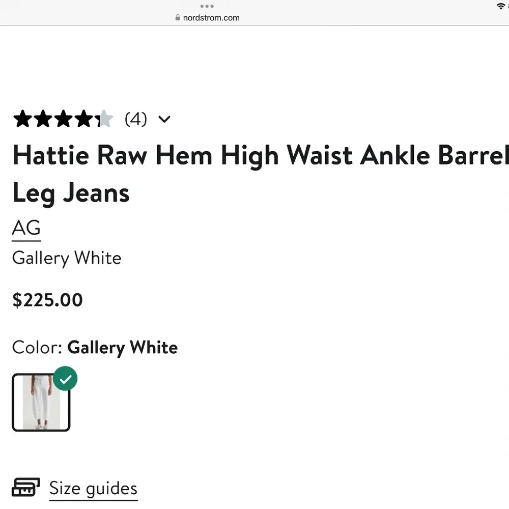 AG Jeans Hattie High Rise Raw Hem Ankle Barrel in Gallery White Size 28 - Picture 3 of 7